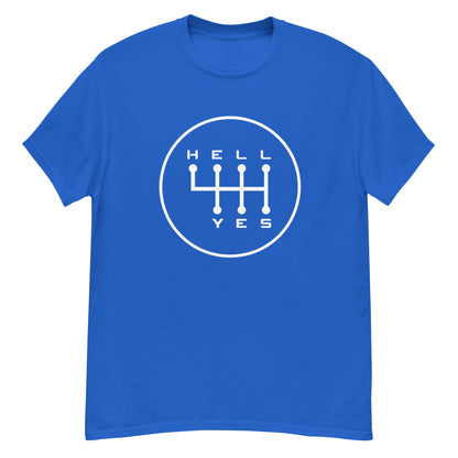 Hell Yes manual gearbox gated shift-pattern graphic t-shirt — Marque