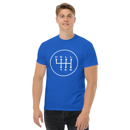 Hell Yes manual gearbox gated shift-pattern graphic t-shirt — Marque