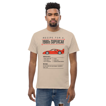 Recipe for a 1980s Supercar tee, Sand front view (2) — Marque automotive apparel