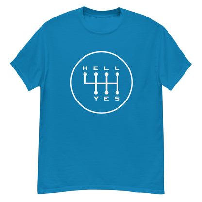 Hell Yes manual gearbox gated shift-pattern graphic t-shirt — Marque