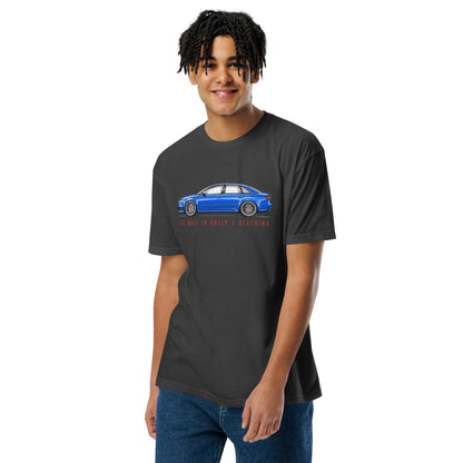 The Wolf in Sheep's Clothing B7 super-saloon t-shirt, Charcoal front view (2) — Marque automotive apparel