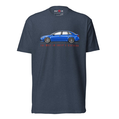 The Wolf in Sheep's Clothing B7 super-saloon t-shirt, Midnight Navy front view — Marque automotive apparel