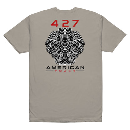 427 Big-Block tee, Stone Grey back view — Marque automotive apparel