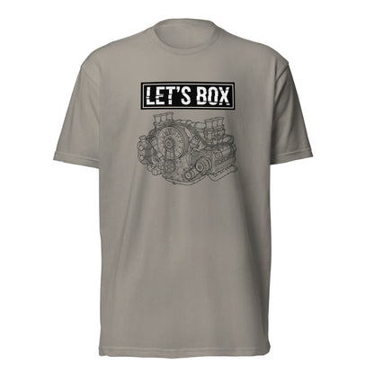 Let's Box boxer engine air-cooled flat-six line art graphic t-shirt — Marque