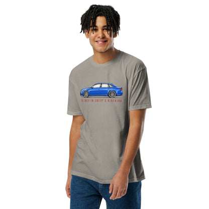 The Wolf in Sheep's Clothing B7 super-saloon t-shirt, Stone Grey front view (2) — Marque automotive apparel