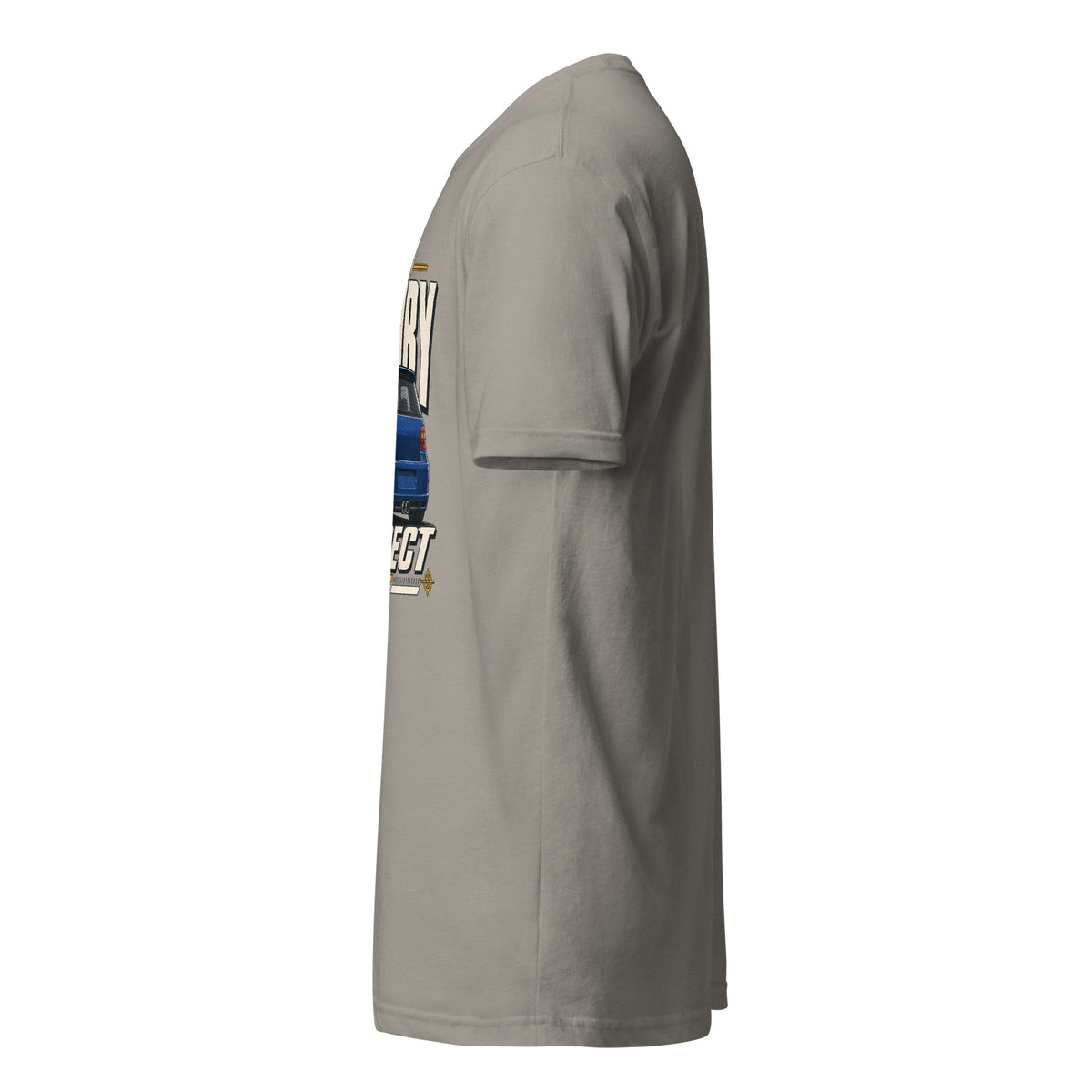 Mostly Factory Correct T-shirt, Stone Grey left side view, Marque automotive apparel