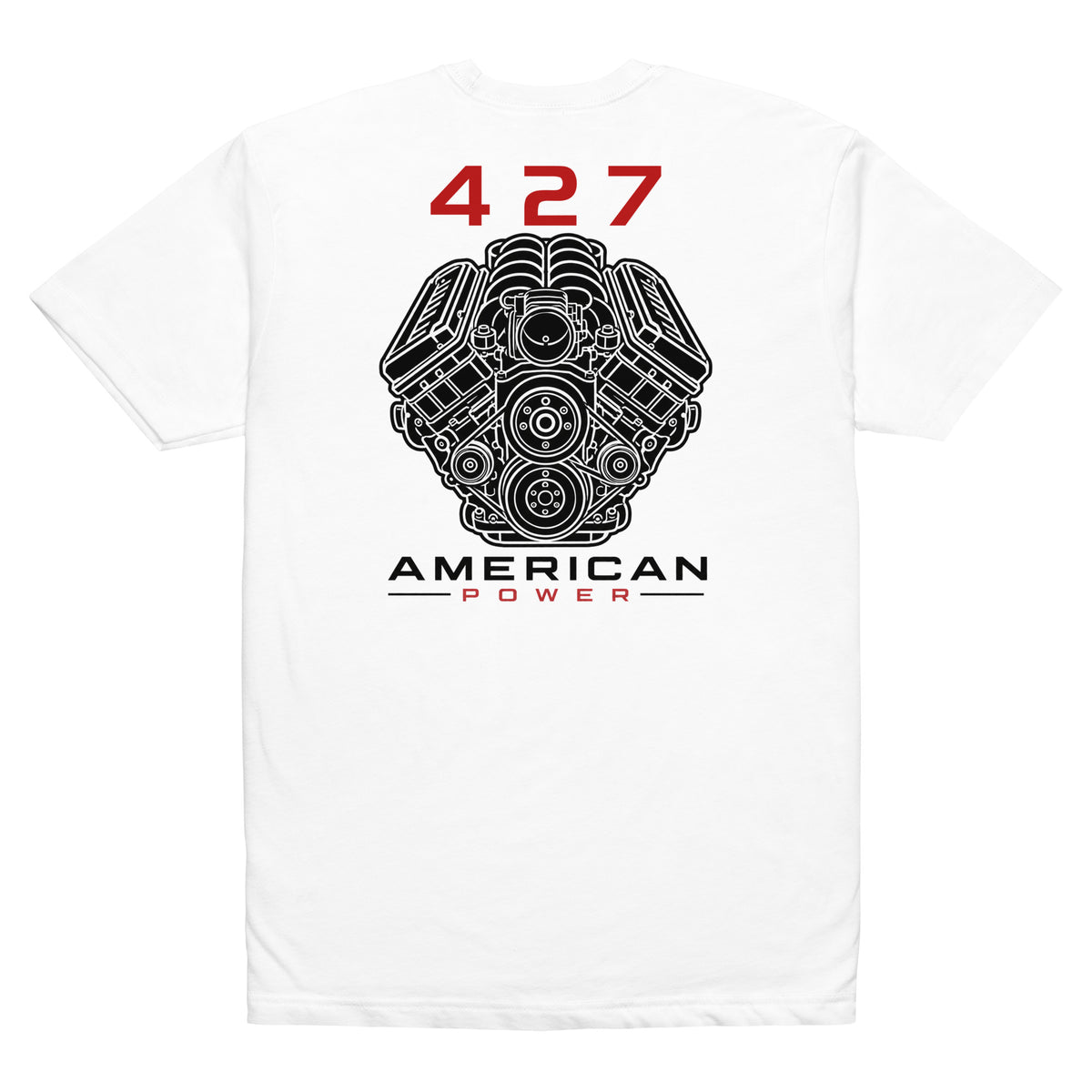 427 Big-Block tee, White back view — Marque automotive apparel (2)