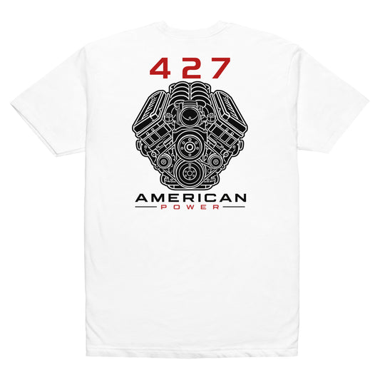 427 Big-Block tee, White back view — Marque automotive apparel (2)