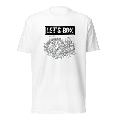 Let's Box boxer engine air-cooled flat-six line art graphic t-shirt — Marque