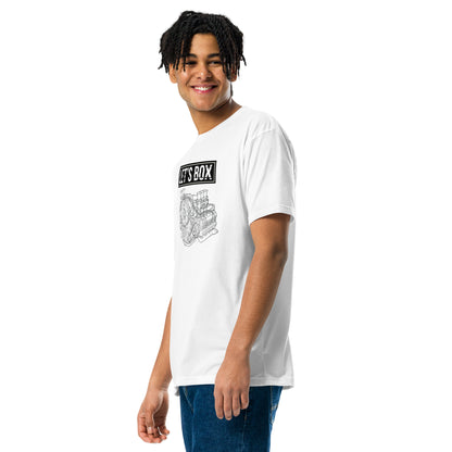 Let's Box boxer engine air-cooled flat-six line art graphic t-shirt — Marque