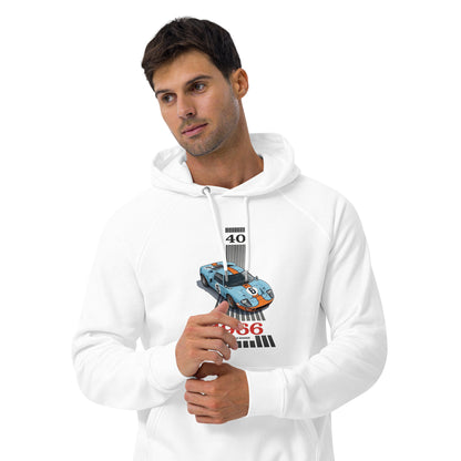 Endurance '66 Raglan Hoodie — 24-Hour Legend raglan hoodie, White front view (2) — Marque automotive apparel