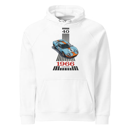Endurance '66 Raglan Hoodie — 24-Hour Legend raglan hoodie, White front view (5) — Marque automotive apparel