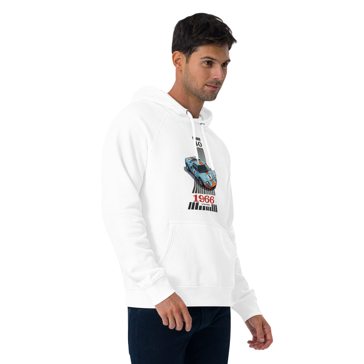 Endurance '66 Raglan Hoodie — 24-Hour Legend raglan hoodie, White front view (10) — Marque automotive apparel