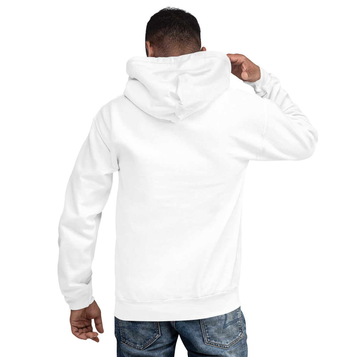 The Hot Hatch hoodie in White, back view — Marque automotive apparel