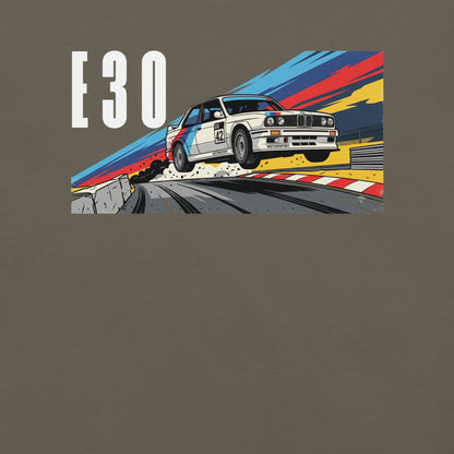 E30 Touring Car Tee — Group A Heritage graphic t-shirt, Army front view (5) — Marque automotive apparel