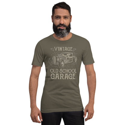 Hotrod Garage tee, Army front view — Marque automotive apparel (2)