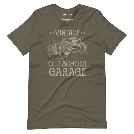 Hotrod Garage tee, Army front view — Marque automotive apparel