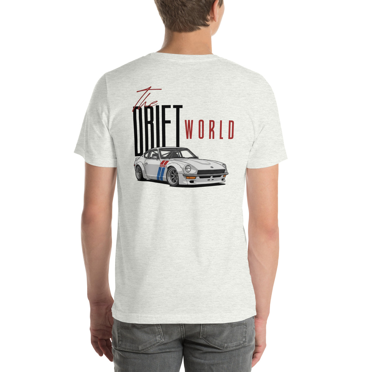 Drift World Z Tee — Rear-Drive Icon graphic t-shirt, Ash back view — Marque automotive apparel