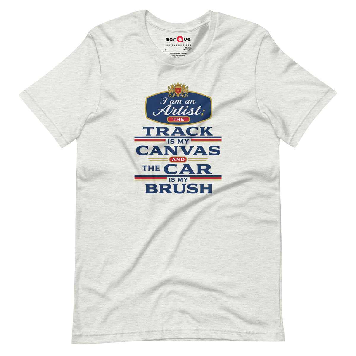 The Track Is My Canvas Tee, Ash front view — Marque automotive apparel