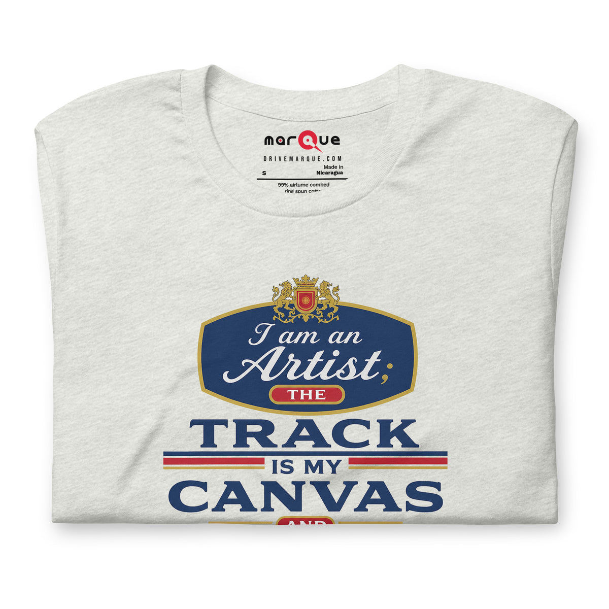 The Track Is My Canvas Tee, Ash front view (2) — Marque automotive apparel