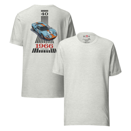 1966 Endurance Champion Tee — Twice Around the Clock graphic t-shirt, Ash front and back — Marque automotive apparel