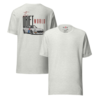 Drift World Z Tee — Rear-Drive Icon graphic t-shirt, Ash front and back — Marque automotive apparel