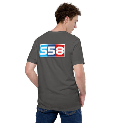 Bavarian Twin-Turbo Tee — S58 Straight-Six graphic t-shirt, Asphalt back view — Marque automotive apparel