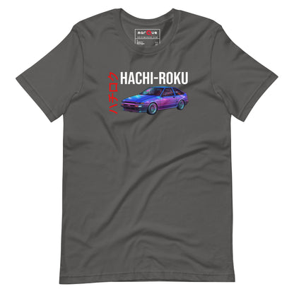 Hachi-Roku Tee — AE86 Neon graphic t-shirt, Asphalt front view (4) — Marque automotive apparel