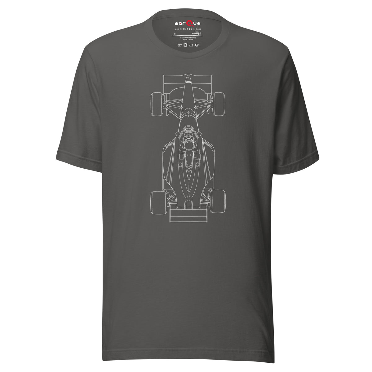 Track Ready Tee — Pre-Grid Checklist graphic t-shirt, Asphalt front view — Marque automotive apparel