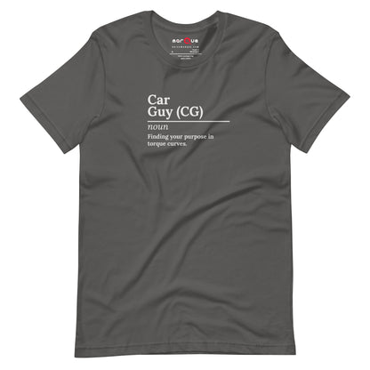Car Guy Tee — Trackside graphic t-shirt, Asphalt front view — Marque automotive apparel