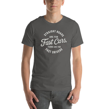 Fast Cars Fast Drivers Tee, Asphalt front view (2) — Marque automotive apparel