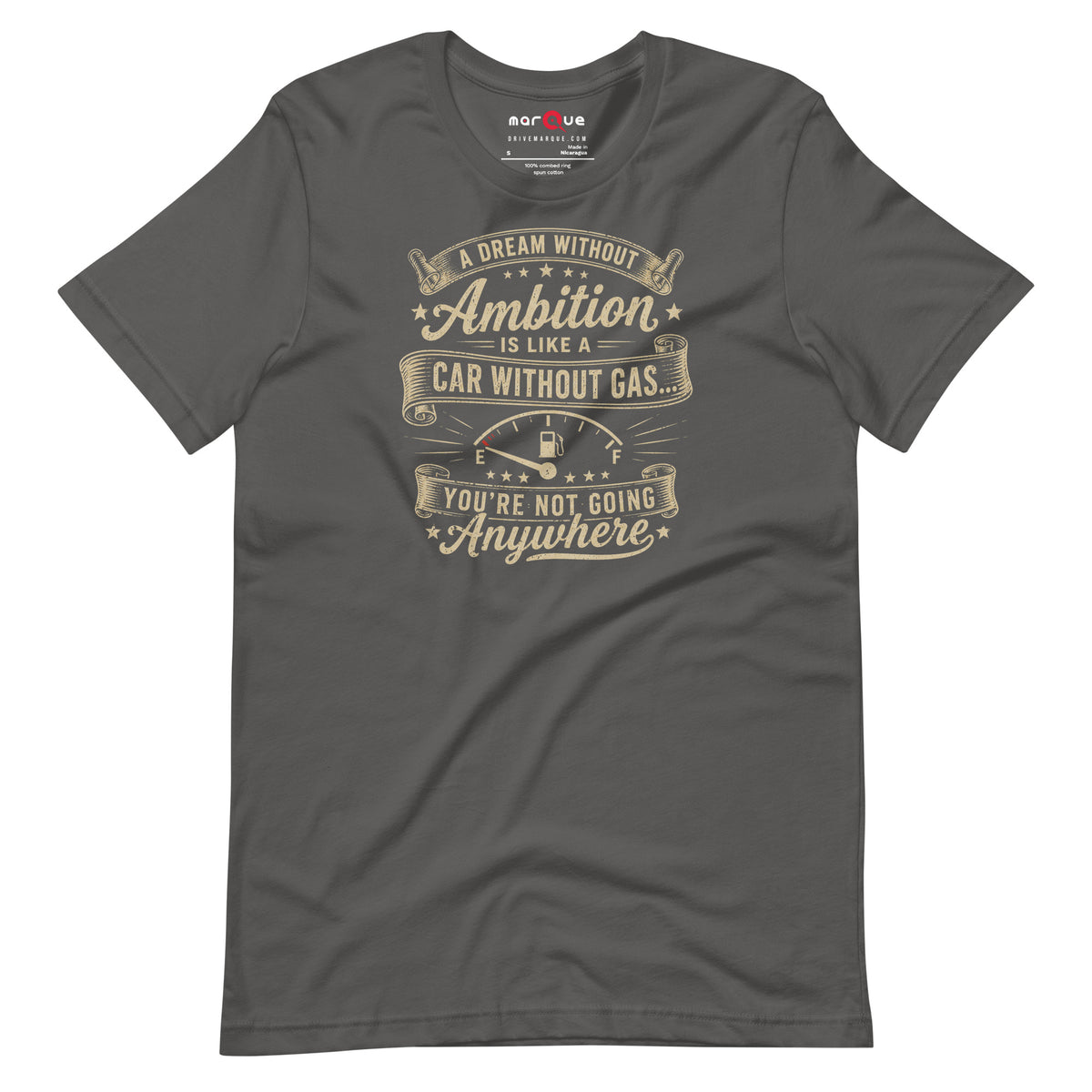 Ambition Tee, Asphalt front view — Marque automotive apparel