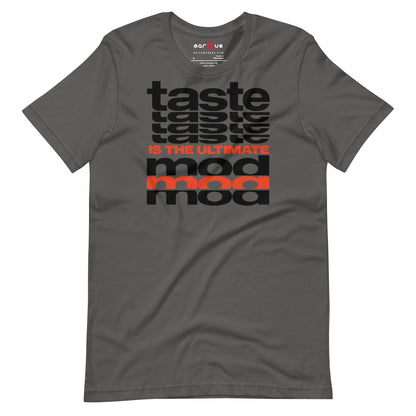 Taste Is The Ultimate Mod Tee, Asphalt front view — Marque automotive apparel