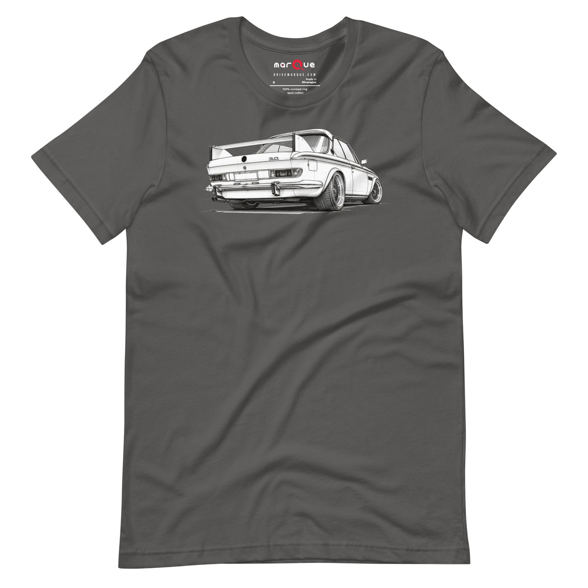 Design Icon Tee, Asphalt front view — Marque automotive apparel
