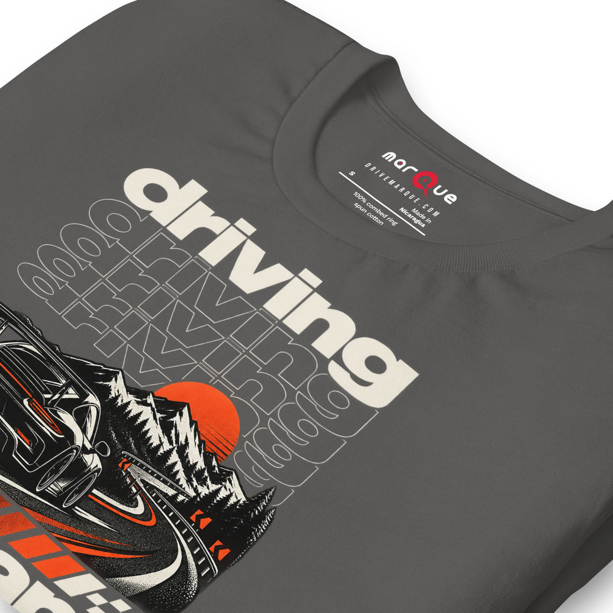 Close-up of the print on Asphalt grey, showing the stacked therapy lettering