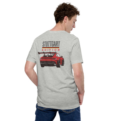 Stuttgart Edition Tee — German Precision graphic t-shirt, Athletic Heather back view (2) — Marque automotive apparel