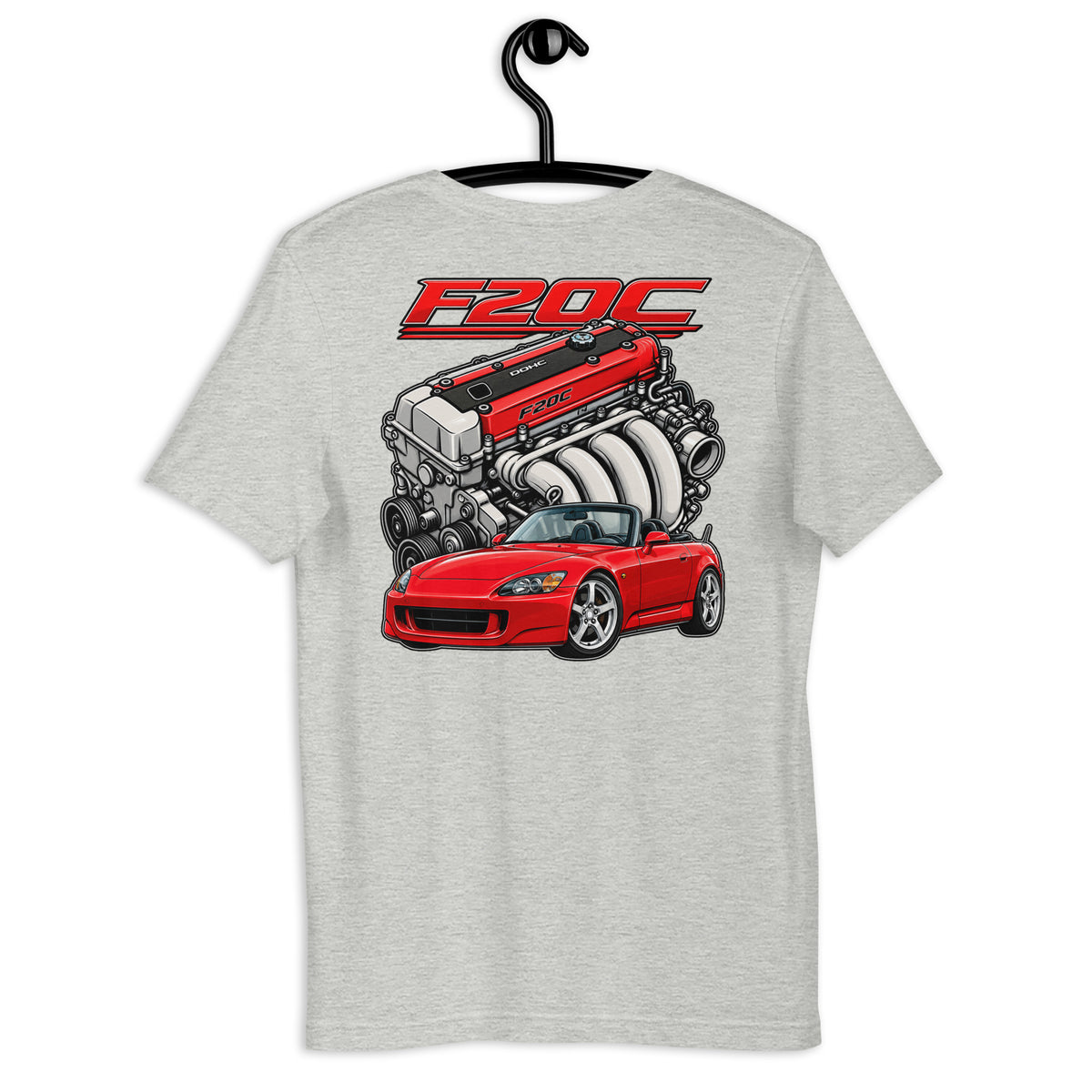 F20C Redline Royalty Tee, Athletic Heather back view (2) — Marque automotive apparel