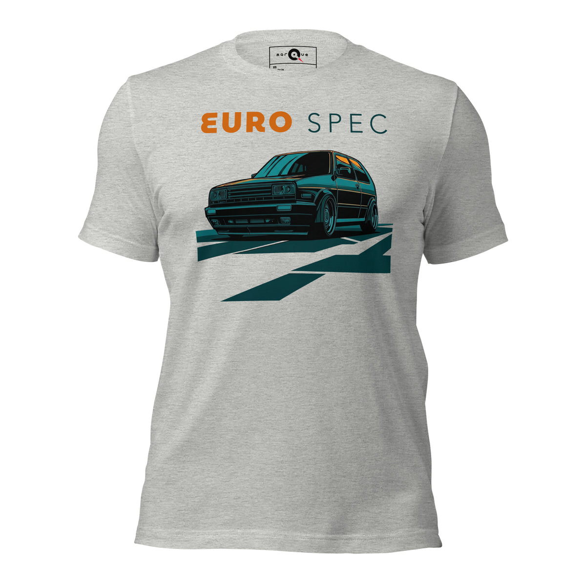 Euro Spec Tee — Mk2 Hot Hatch graphic t-shirt, Athletic Heather front view — Marque automotive apparel