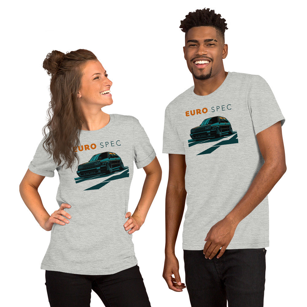 Euro Spec Tee — Mk2 Hot Hatch graphic t-shirt, Athletic Heather front view (2) — Marque automotive apparel