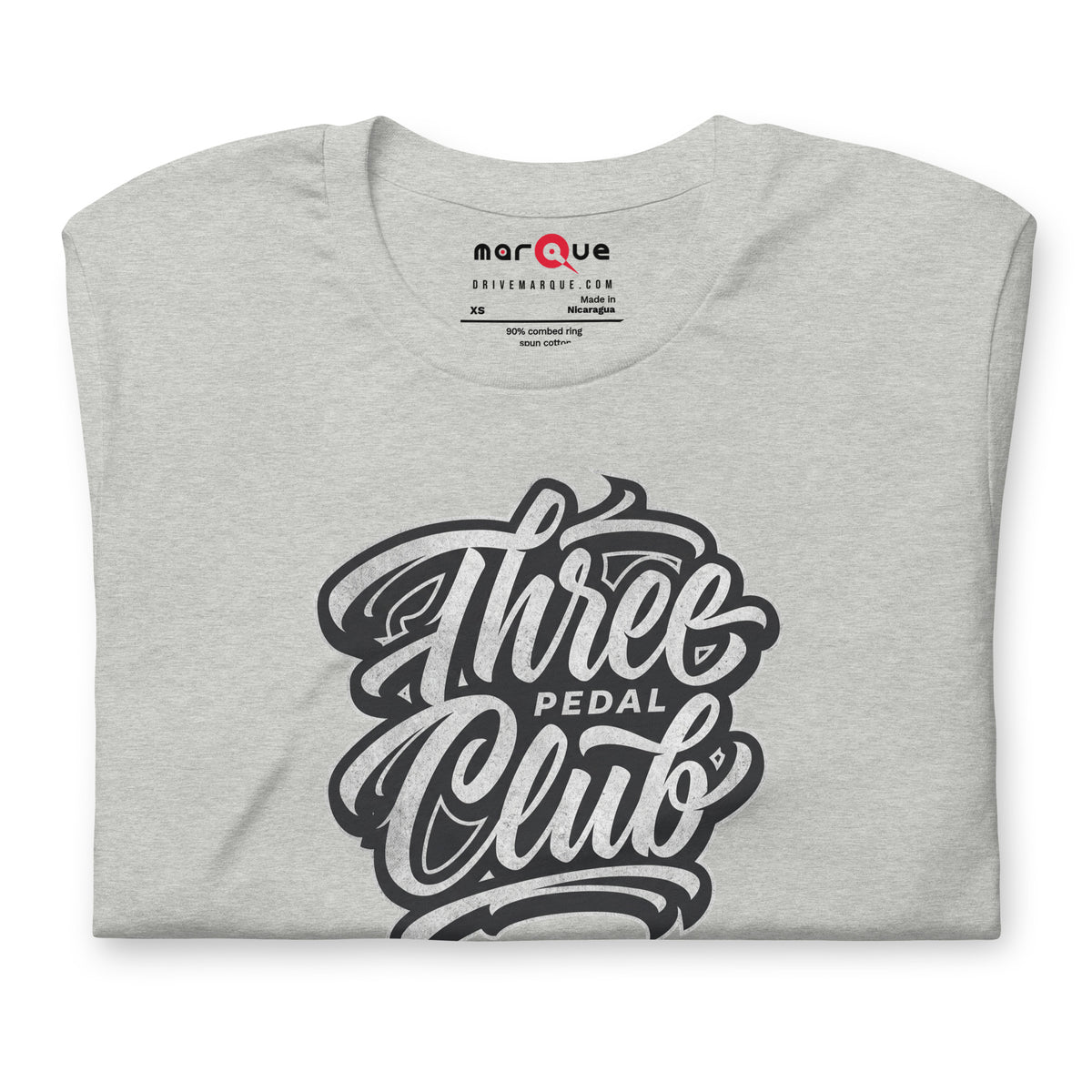 Three Pedal Club Tee — Manual Only graphic t-shirt, Athletic Heather front view (2) — Marque automotive apparel
