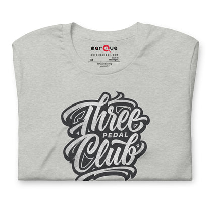 Three Pedal Club Tee — Manual Only graphic t-shirt, Athletic Heather front view (2) — Marque automotive apparel