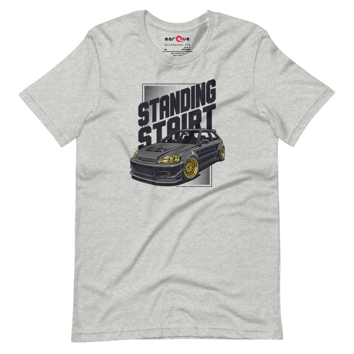 Standing Start Tee — Lights Out graphic t-shirt, Athletic Heather front view — Marque automotive apparel