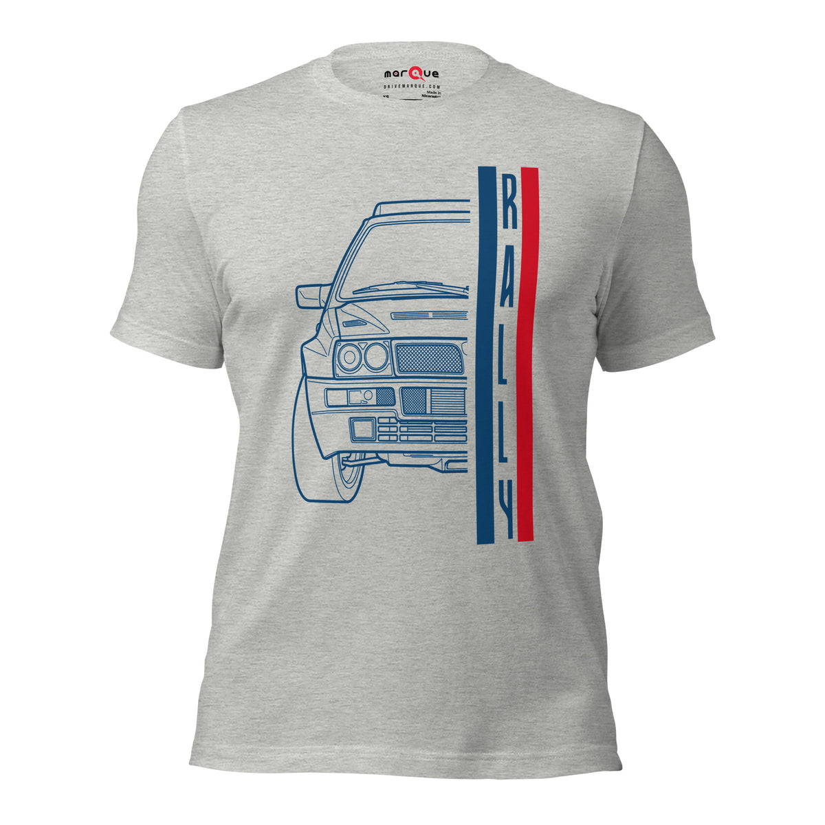 Group A Rally Tee — Six in a Row graphic t-shirt, Athletic Heather front view — Marque automotive apparel
