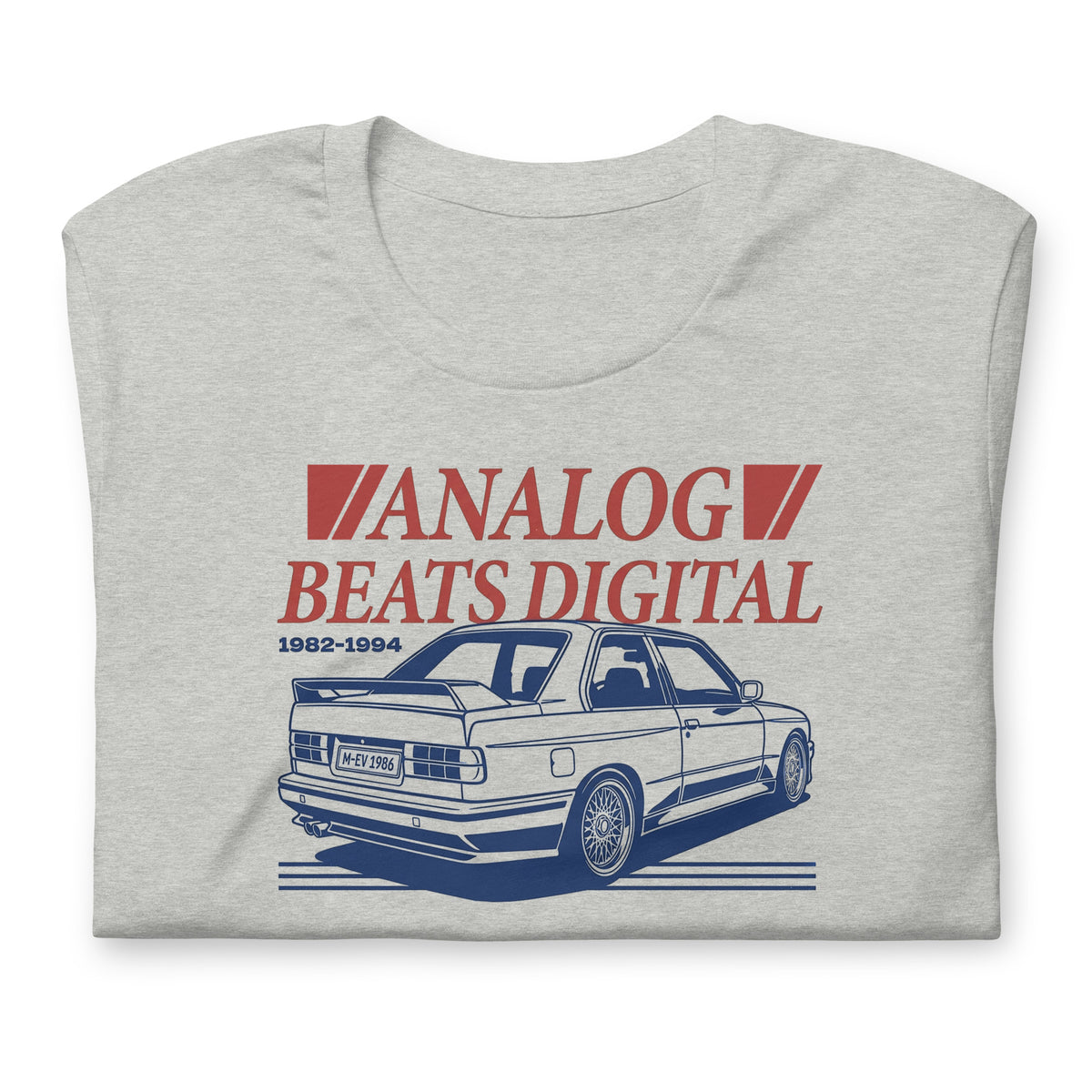 Analog Beats Digital tee, Athletic Heather front view — Marque automotive apparel