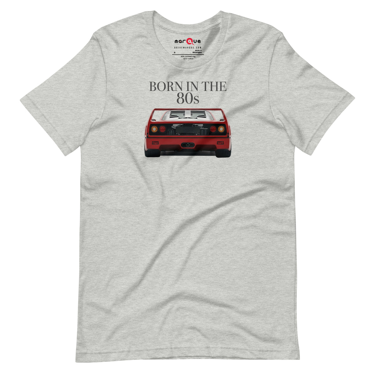 Born in the 80s 200 mph Club tee, Athletic Heather front view — Marque automotive apparel