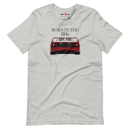 Born in the 80s 200 mph Club tee, Athletic Heather front view — Marque automotive apparel