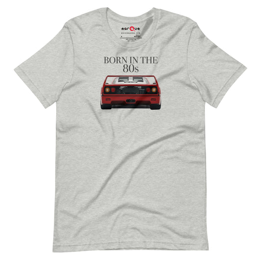 Born in the 80s 200 mph Club tee, Athletic Heather front view — Marque automotive apparel