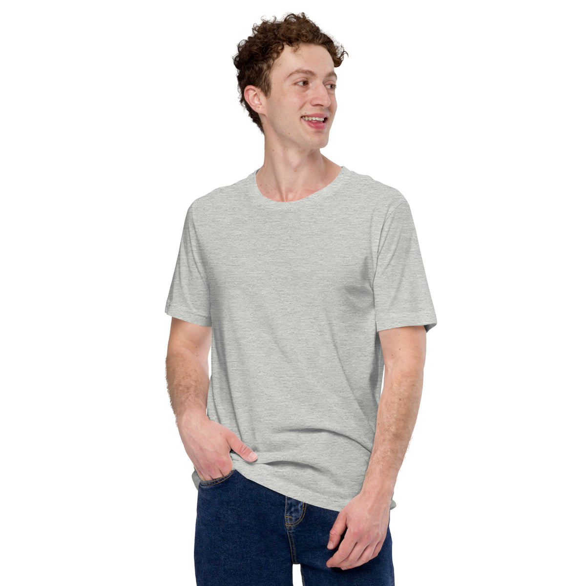 Rally-Bred Tee, Athletic Heather — worn front view, plain front, Marque automotive apparel