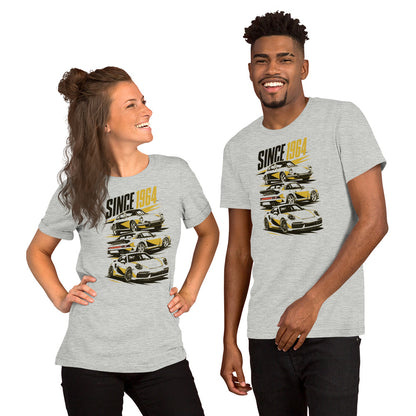 Stuttgart's Finest Since '64 t-shirt, Athletic Heather front view (2) — Marque automotive apparel