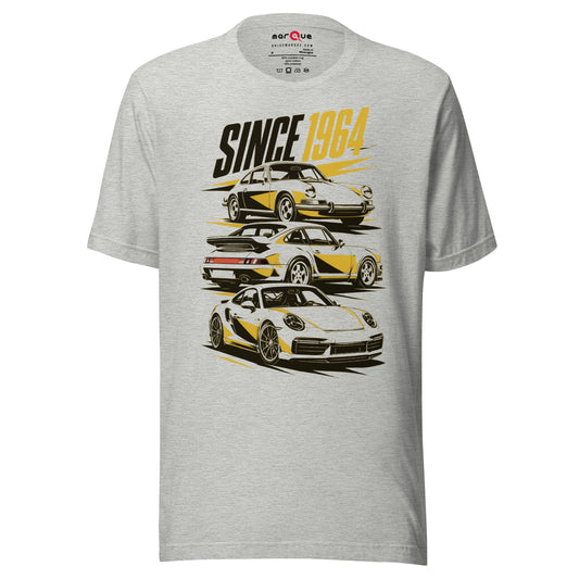 Stuttgart's Finest Since '64 t-shirt, Athletic Heather front view — Marque automotive apparel